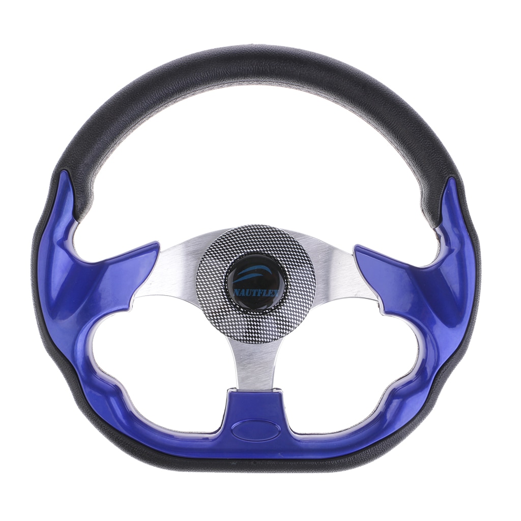 320mm Universal Black Blue Flat Bottom D-Shape 320MM Racing Sport Steering Wheel With Soft Grip Boat Accessories Marine Pesca